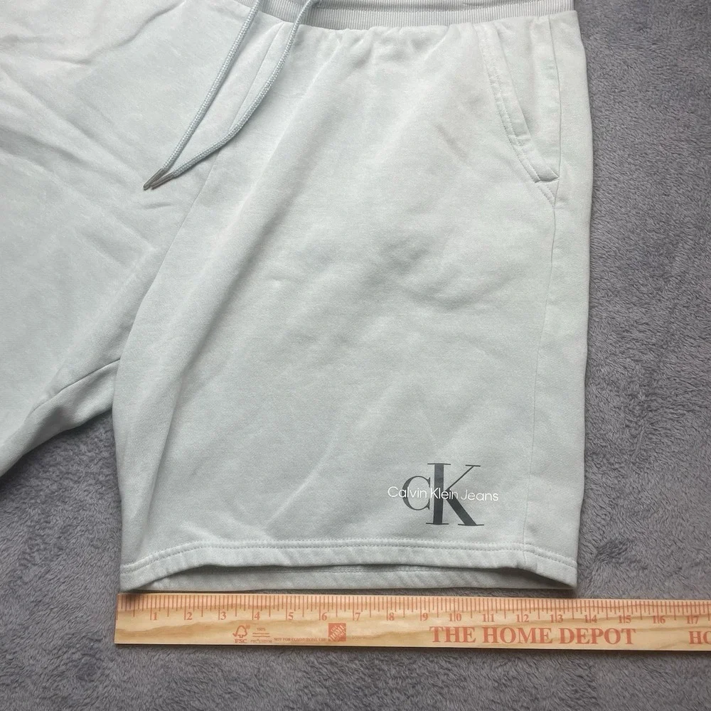 Calvin Klein Jeans CK Shorts Monogram Logo Fleece Shorts Size 2XL Men Light Blue